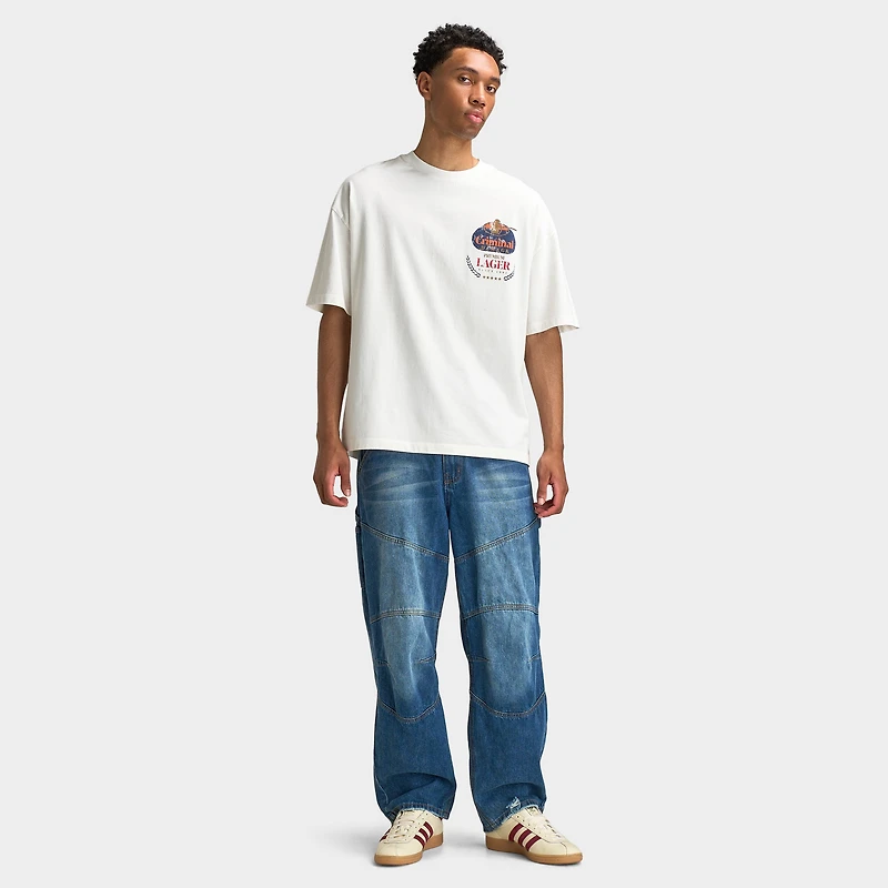 Criminal Damage Hommes Premium Lager T-shirt / Blanc Cassé