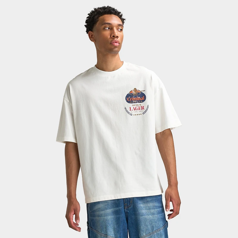 Criminal Damage Mens' Premium Lager T-Shirt / Off-White