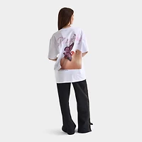 Playboy Women's Diamonte Oversized Graphic Tee / White
