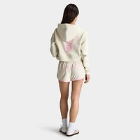 Playboy Casa Full Zip Cropped Hoodie Off White / Pinkesque