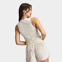 Playboy Casa Quarter Zip Terry Tank Top Off White / Pinkesque