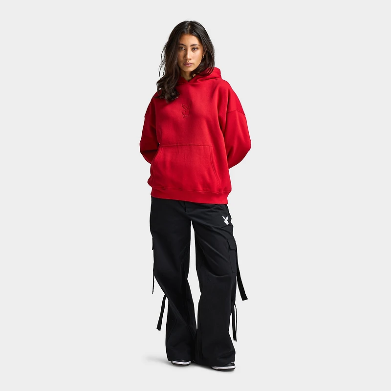 Playboy Script Oversized Hoodie / Red