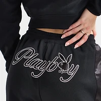 Playboy Script Wide Leg Track Pants / Black