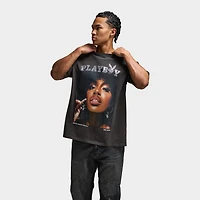 Playboy Diamonte Covers Oversized Graphic T-Shirt / Washed Black
