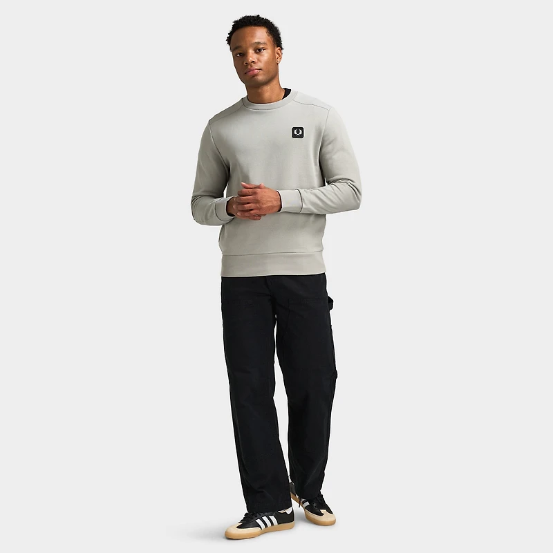 Fred Perry Fabric Blocked Crew Neck Sweatshirts / Limestone