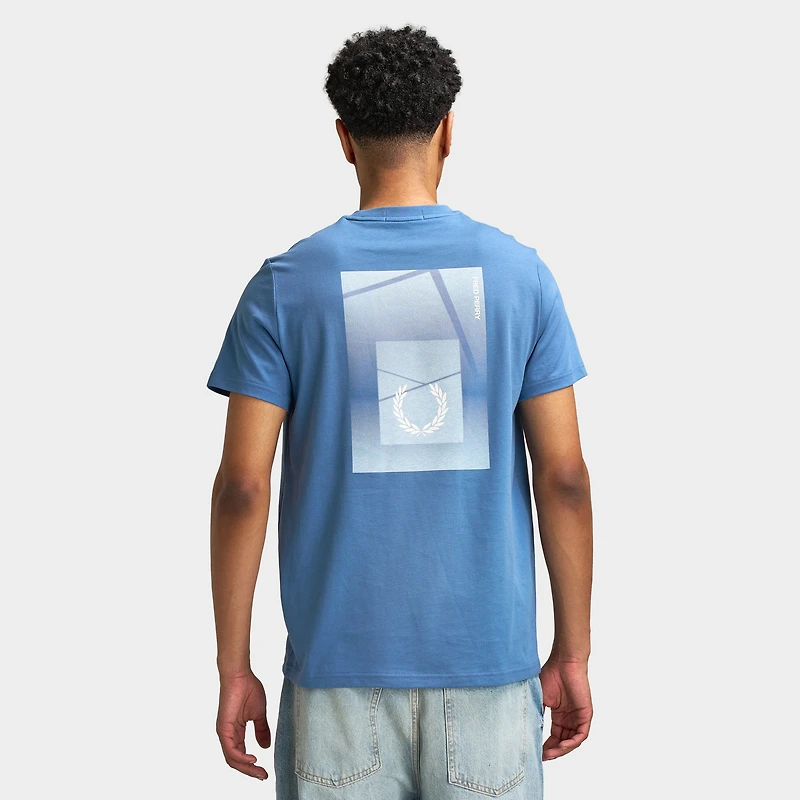 Fred Perry Géométrique Graphique Court T-shirt / Bleu As