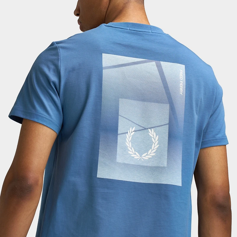 Fred Perry Géométrique Graphique Court T-shirt / Bleu As