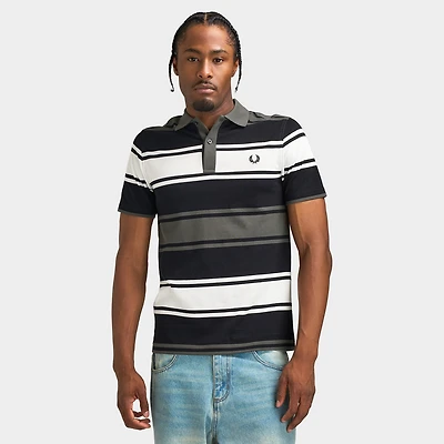 Fred Perry Chandail Polo à Rayures Audacieuses Noir / Écru