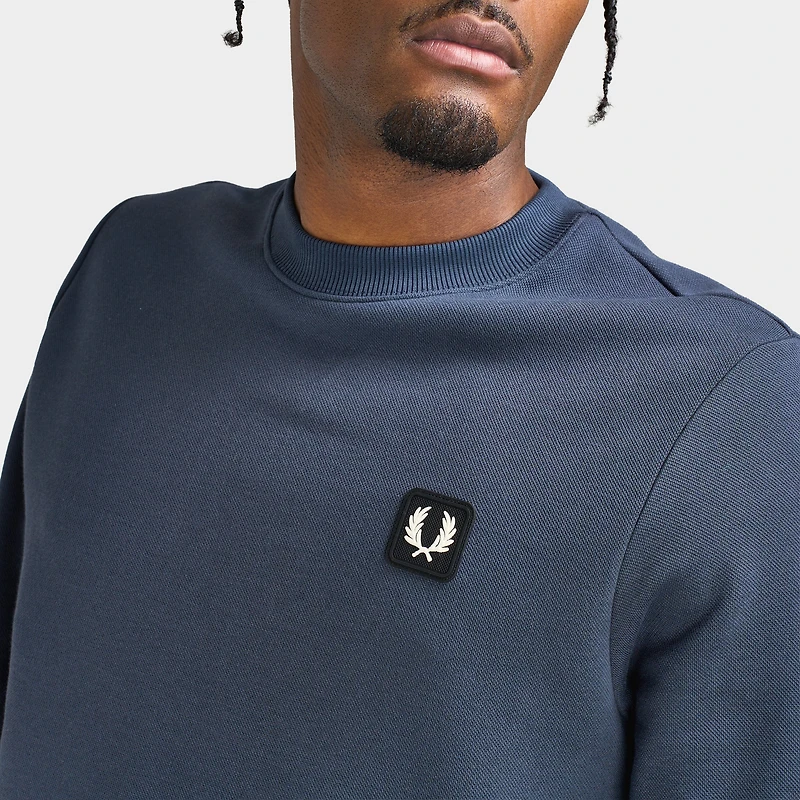 Fred Perry Fleeceback Pique Crew Sweatshirt / Dark Airforce