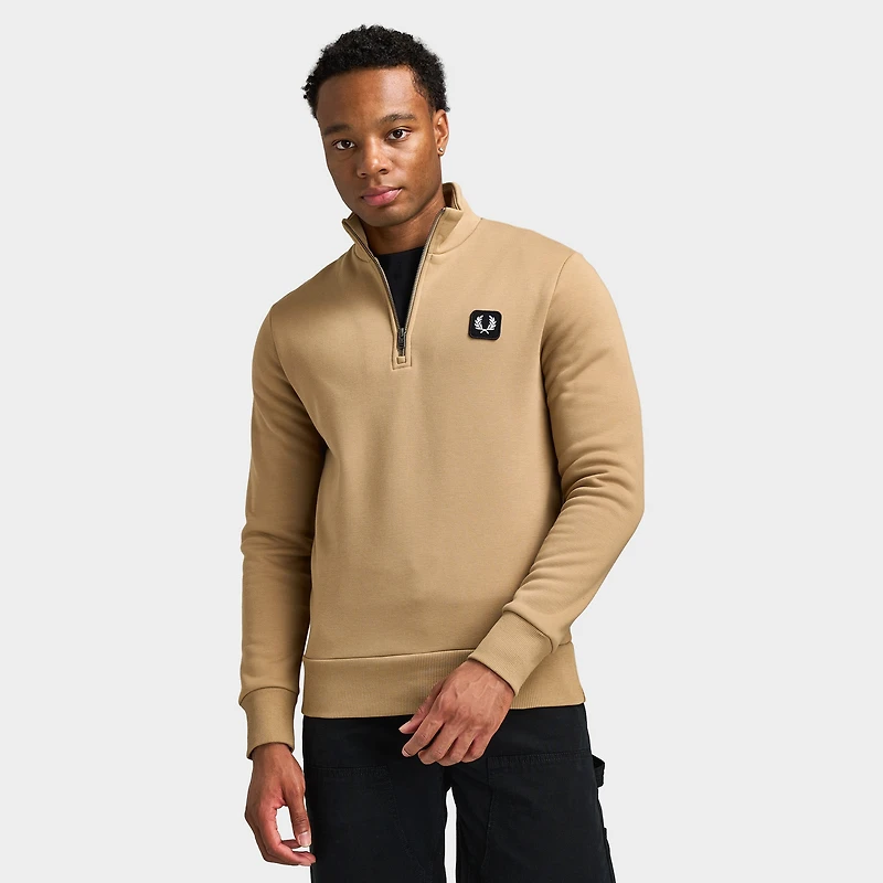 Fred Perry Badge Half Zip Sweatshirt / Warm Stone