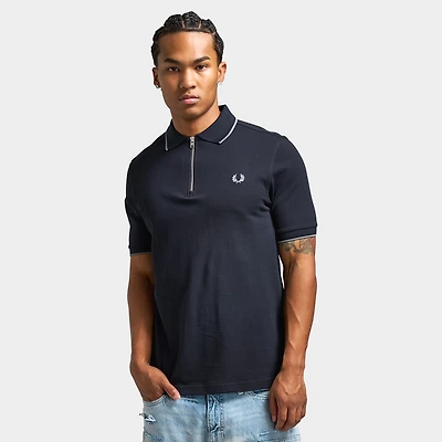 Fred Perry Zip-Neck Shirt Navy / Stockpile Blue