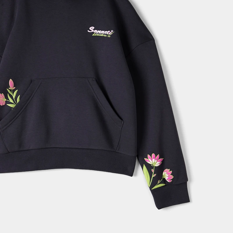 Sonneti Junior Filles Chandail à Capuchon Fleuri  / Gris