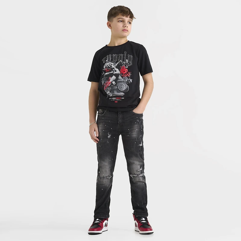 Supply & Demand Junior Boys' Feller Tee Black / Chinese Red