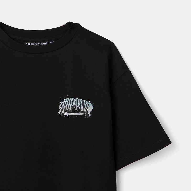 Supply & Demand Juniors' Chrome Star Tee / Black