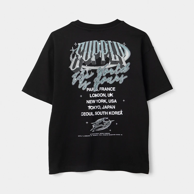 Supply & Demand Juniors' Chrome Star Tee / Black