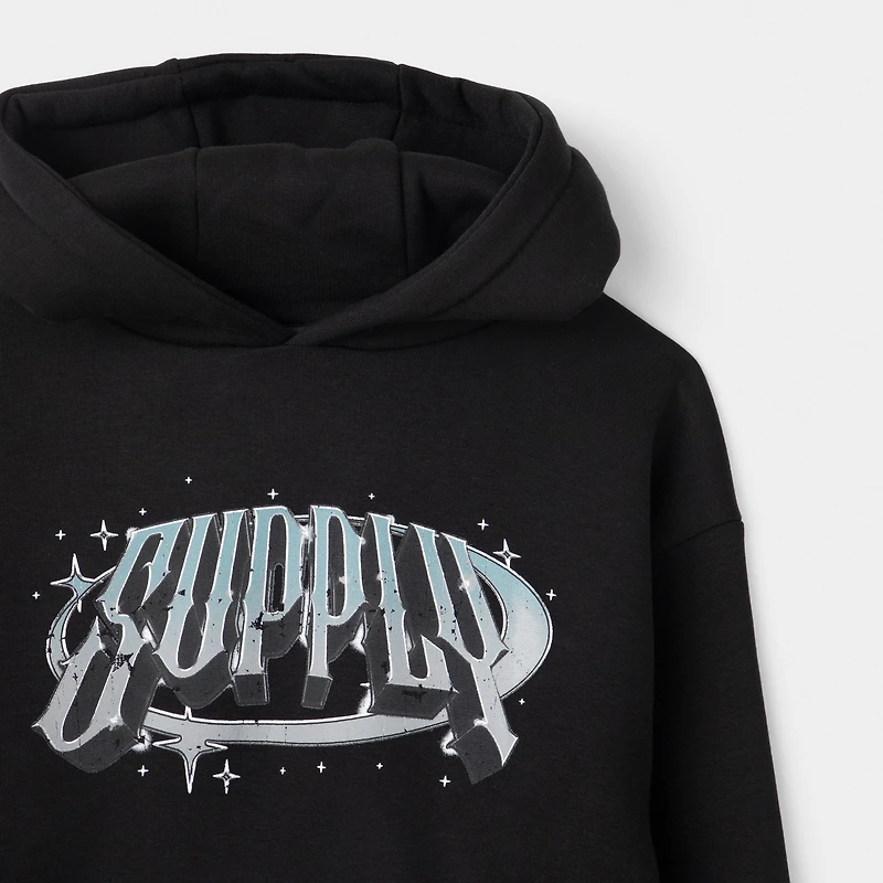Supply & Demand Juniors' Chrome Star Hoodie / Black