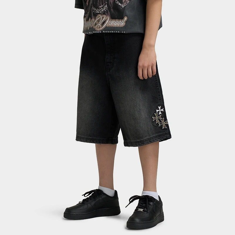 Supply & Demand Juniors Short en jean gris ardoise / Noir délavé