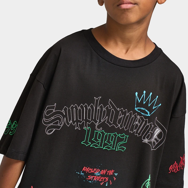 Supply & Demand Juniors' Scratch T-Shirt / Black