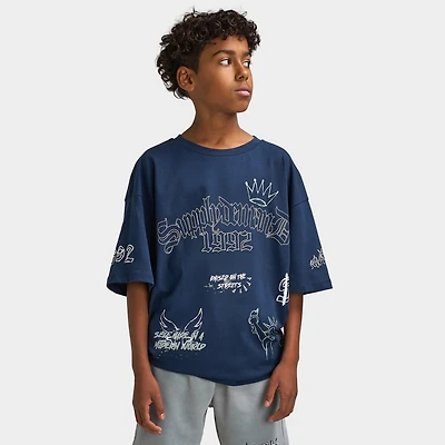 Supply & Demand Juniors' Scratch T-Shirt / Washed Navy Blazer