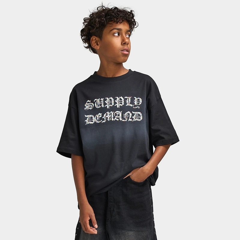 Supply & Demand Juniors' Glitter T-Shirt / Black