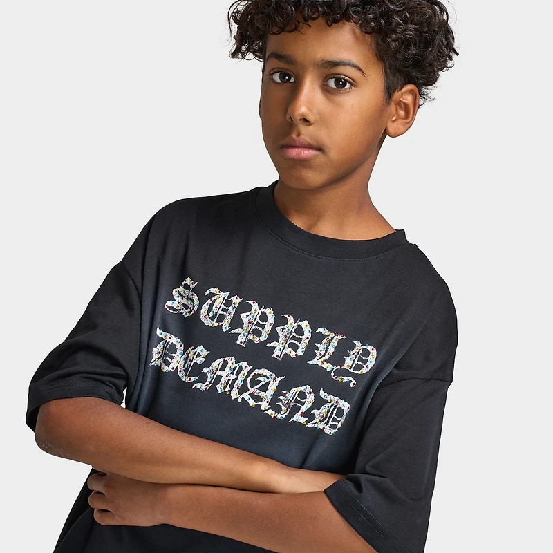 Supply & Demand Juniors' Glitter T-Shirt / Black