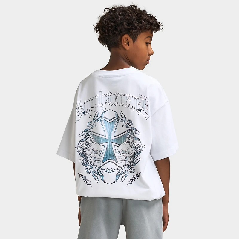 Supply & Demand Juniors' Flame Cross T-Shirt / White
