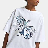 Supply & Demand Juniors' Flame Cross T-Shirt / White