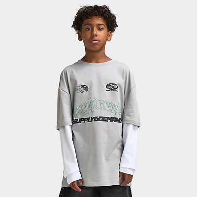 Supply & Demand Juniors' Global Long Sleeve T-Shirt / Ultimate Grey