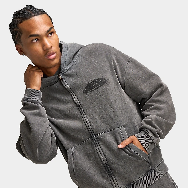 Supply & Demand Fracture Full Zip Hoodie / Washed Black