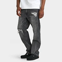 Supply & Demand Jeans à Effet Gaufré et Déchirés  / Denim Noir Délavé