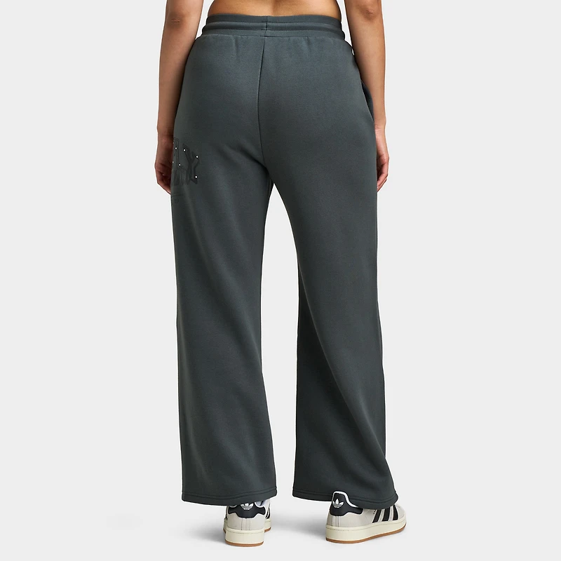 Supply & Demand Women's Spray Wide Leg Joggers / Dark Grey With Diamantes