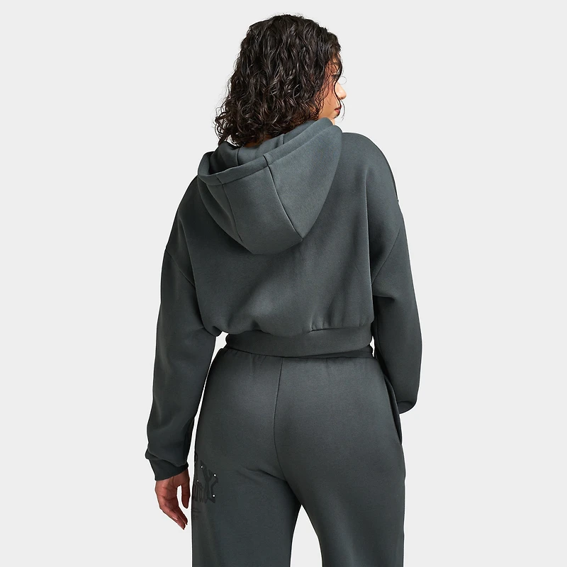 Supply & Demand Women's Spray Boxy Hoodie / Dark Grey With Diamantes
