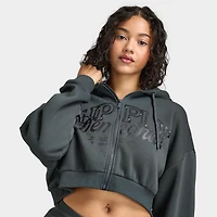 Supply & Demand Women's Spray Boxy Hoodie / Dark Grey With Diamantes