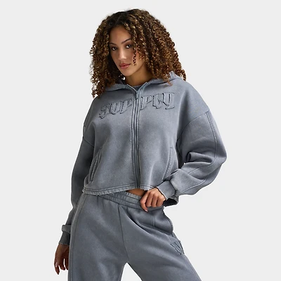 Supply & Demand Chandail à capuche pour femmes full zippé / Gris tuiles