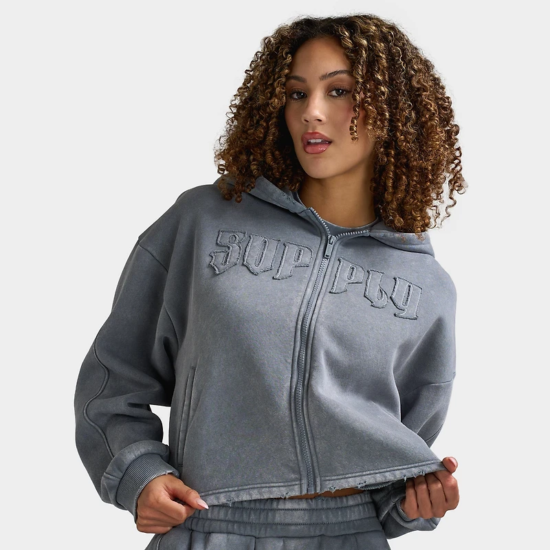 Supply & Demand Chandail à capuche pour femmes full zippé / Gris tuiles