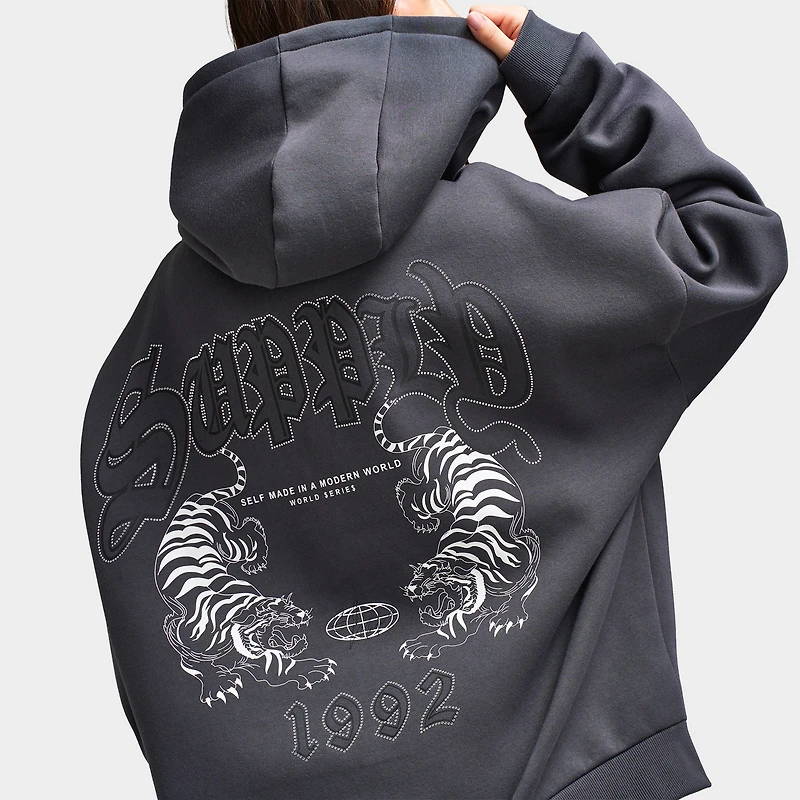 Supply & Demand Chandail à capuche zippé pour femmes Noir sable / Pierres scintillantes Keyline