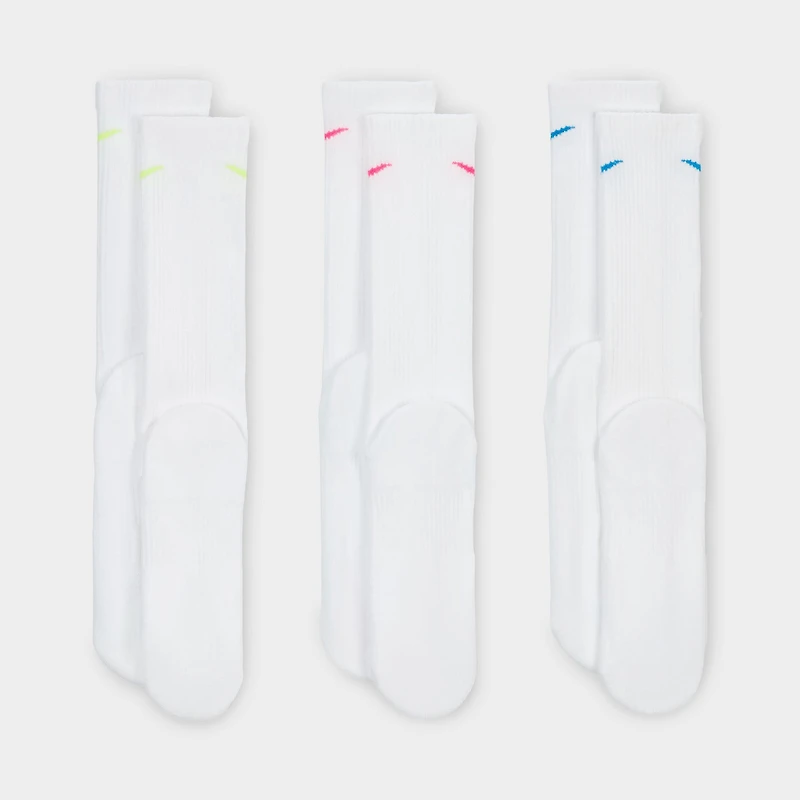 Nike Everyday Plus Cushioned Crew Socks White/ Multi(3-Pairs)
