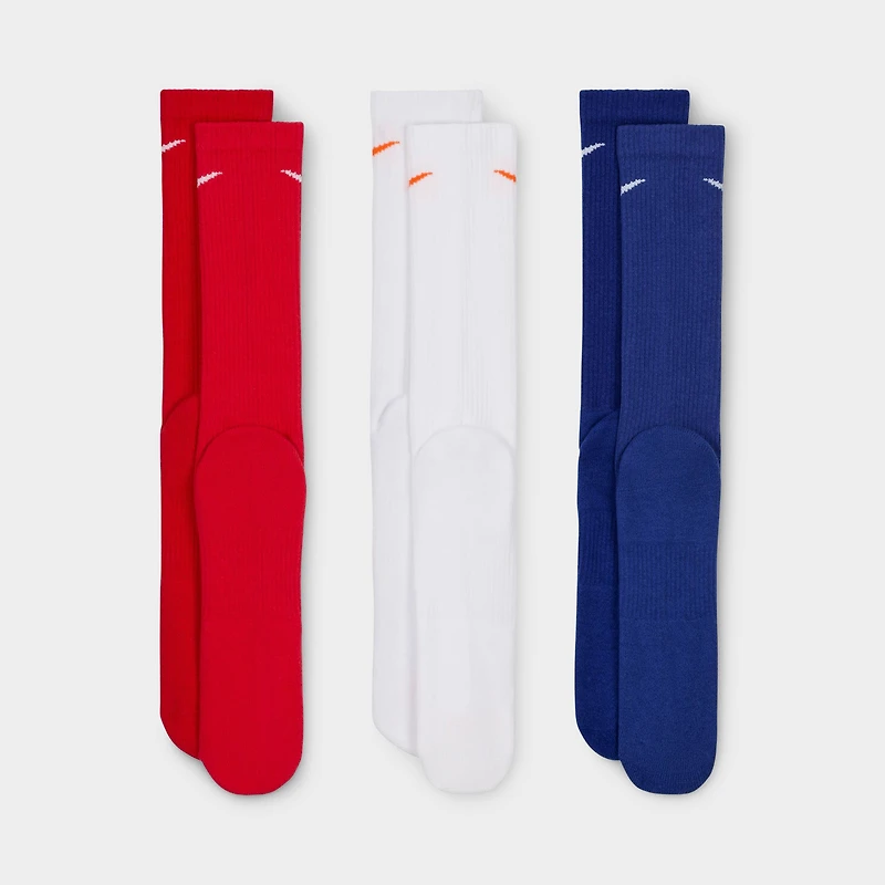 Nike Everyday Plus Cushioned Crew Chaussettes (lot de 3) Rouge/Blanc - Bleu marine