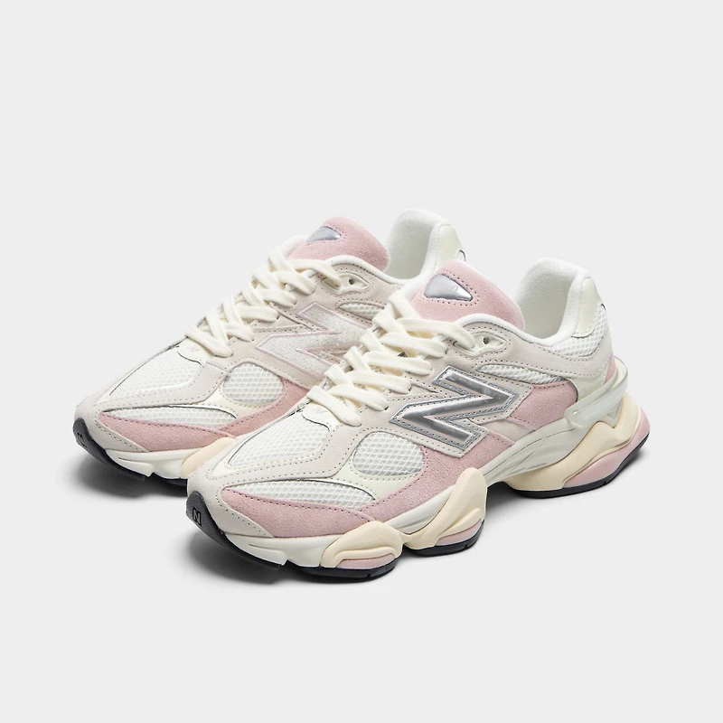 New Balance 9060 Blanc / Rose - Argent Métallisé