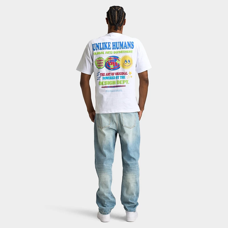 Unlike Humans Globe Dept T-shirt / Optic White