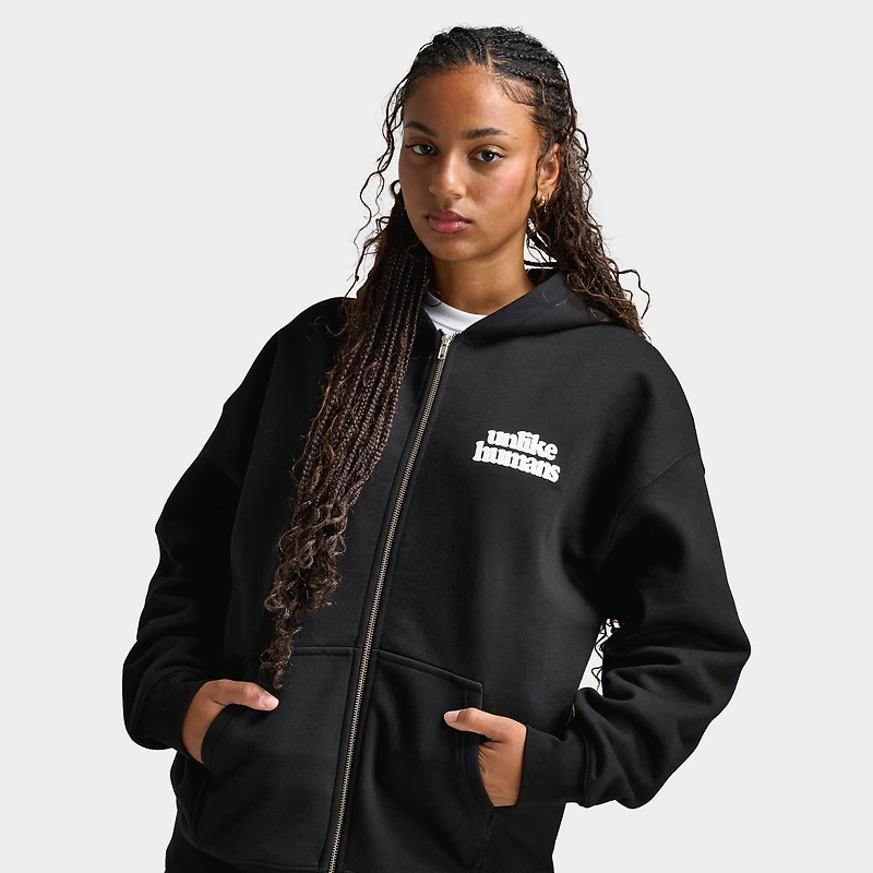 Unlike Humans Women's Bubble Full Zip Hoodie / Black