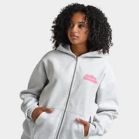 Unlike Humans Women's Bubble Full Zip Hoodie / Light Grey Marl