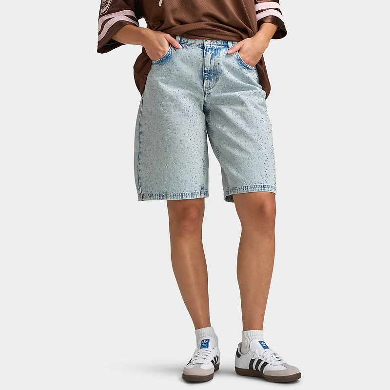 Unlike Humans Human Jort / Rhinestone Extra Light Wash