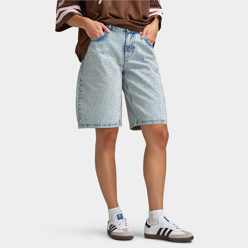 Unlike Humans Human Jort / Rhinestone Extra Light Wash