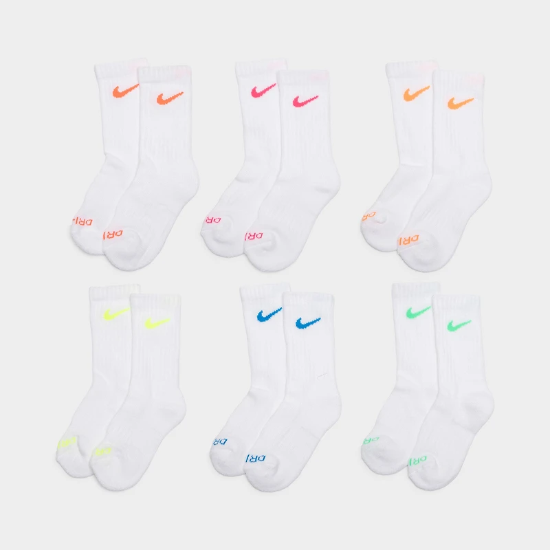Nike Children's Performance Crew Socks (6 PK) White / Multi