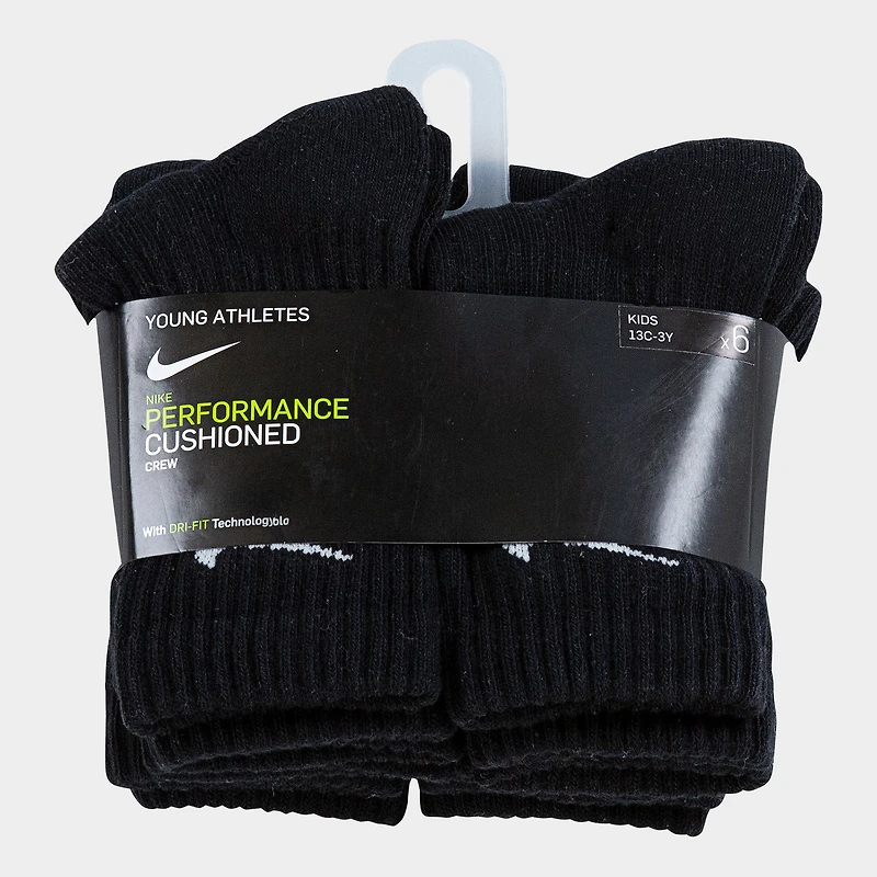 Nike Children's Performance Crew Socks (6 Pack) / Black