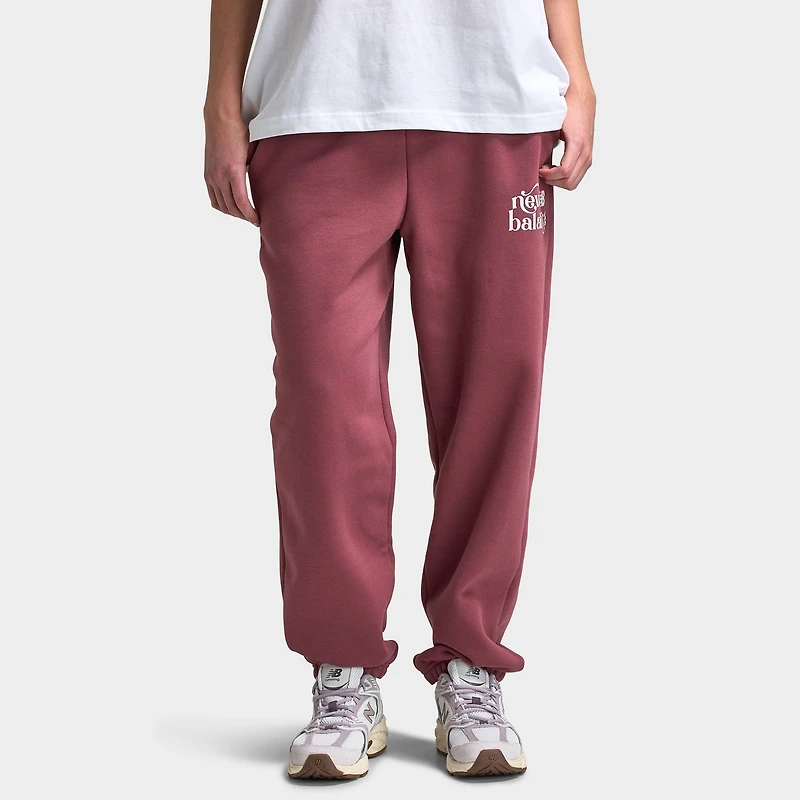 New Balance Femmes Pantalon Jogger à Revers Motif Graphique / Rouge