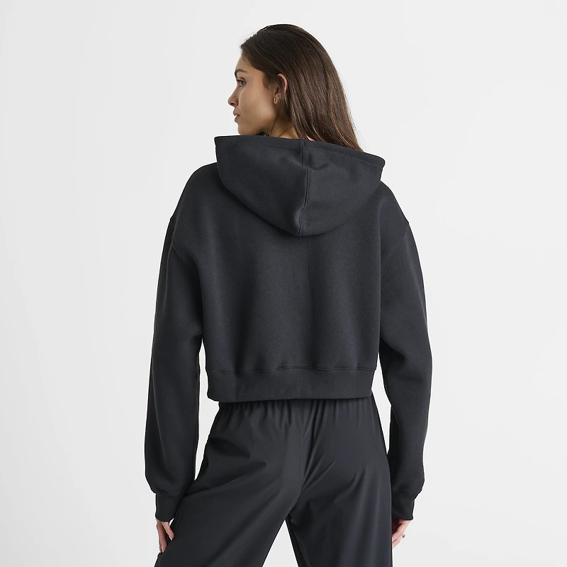 New Balance Femmes Crop Linéaire Chandail à Capuchon Entièrement Zippé / Noir