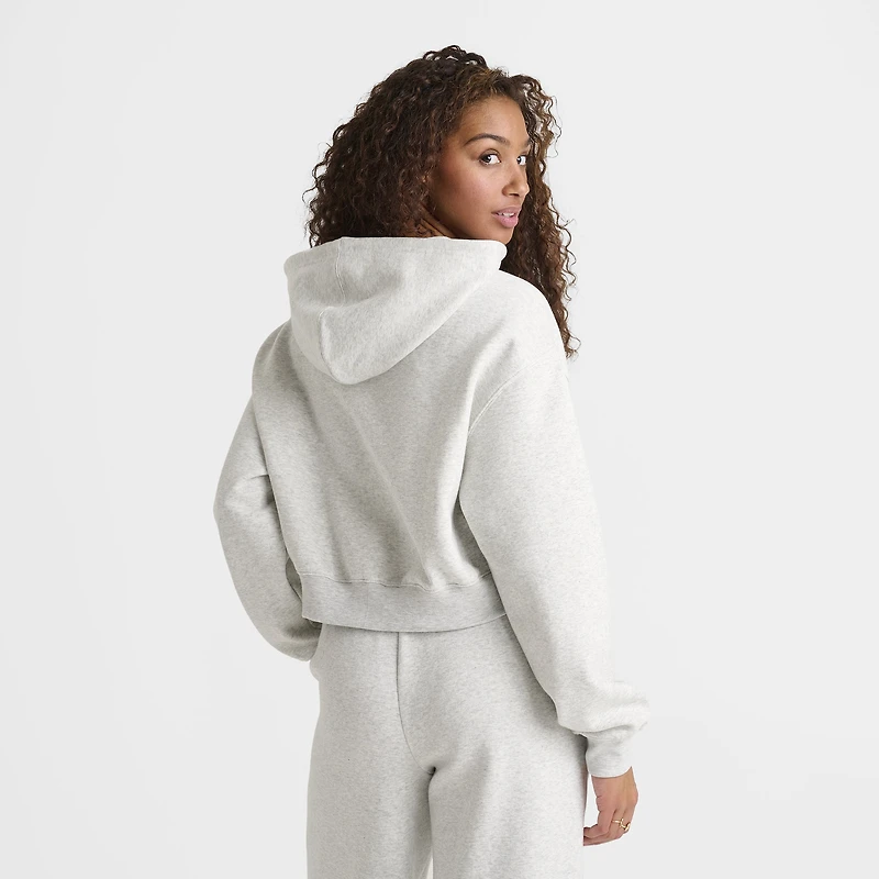 New Balance Women's Tone Crop Full Zip Hoodie Ash Heather / Black