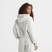 New Balance Women's Tone Crop Full Zip Hoodie Ash Heather / Black